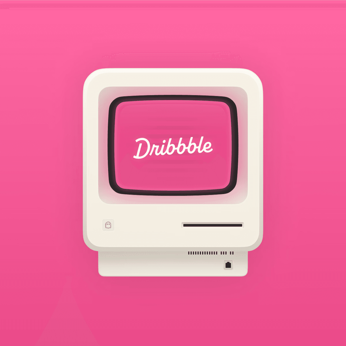 Dribbble shot of a Mac showing a circular product interface.